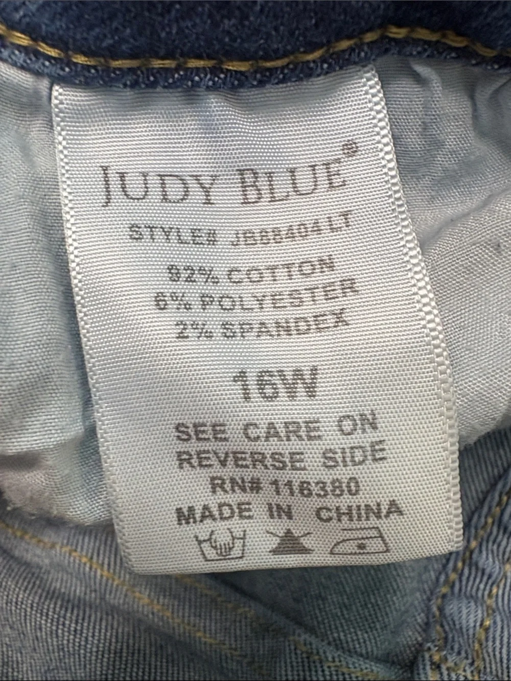 Judy Blue High Waist Cuffed Distressed Boyfriend Jeans Size 16W blue denim comfy